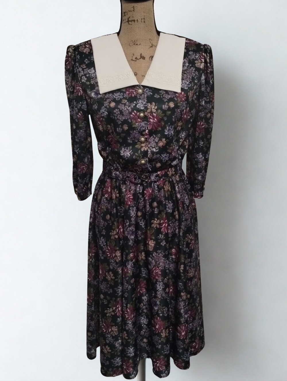 Vintage 80s Floral Dress Women's Size 10P